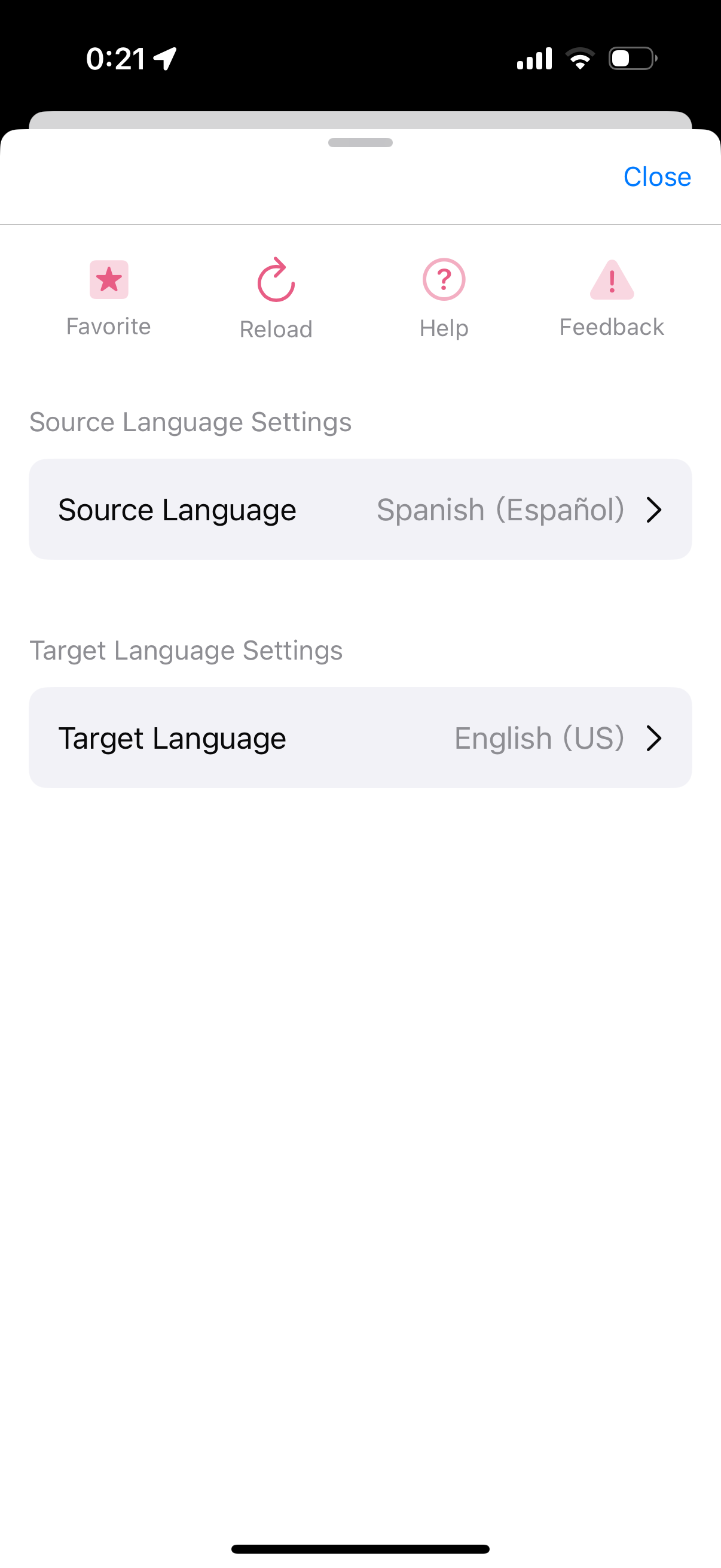 Language Settings